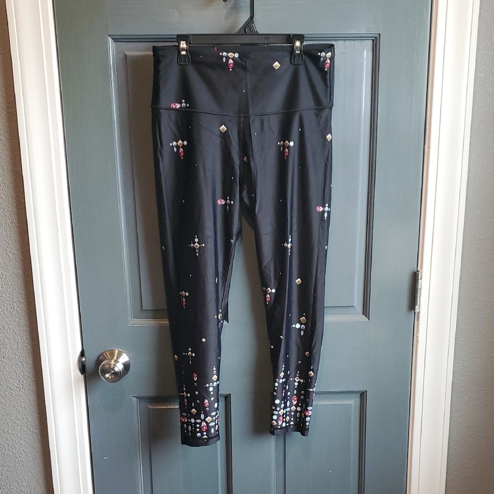 Victoria's Secret Black Leggings with Colorful Accents